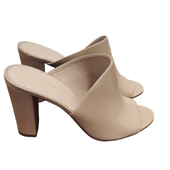 Vince Hanna Leather Sandals Nude/Tan Leather Mules with Open-Toe Design Size 7M - Picture 4 of 12
